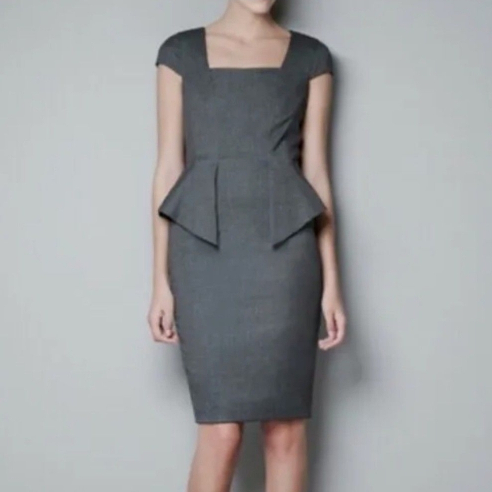 Zara Peplum Pencil Dress Size M